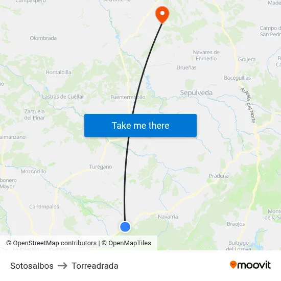 Sotosalbos to Torreadrada map