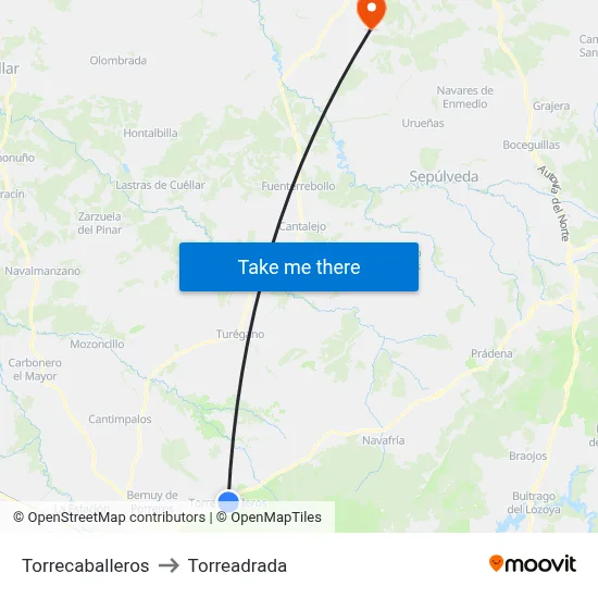 Torrecaballeros to Torreadrada map
