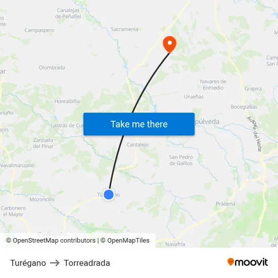 Turégano to Torreadrada map