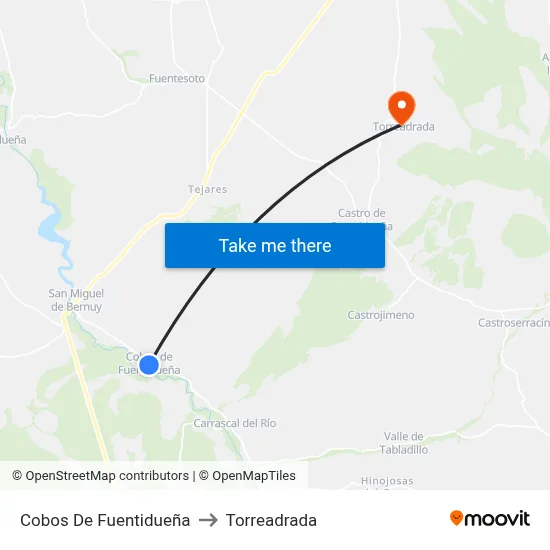 Cobos De Fuentidueña to Torreadrada map