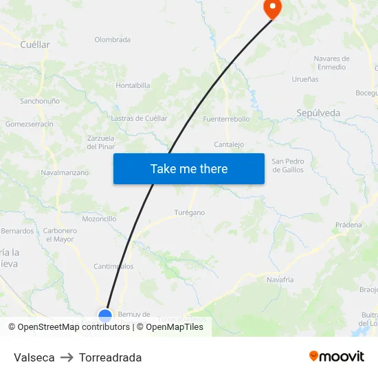 Valseca to Torreadrada map