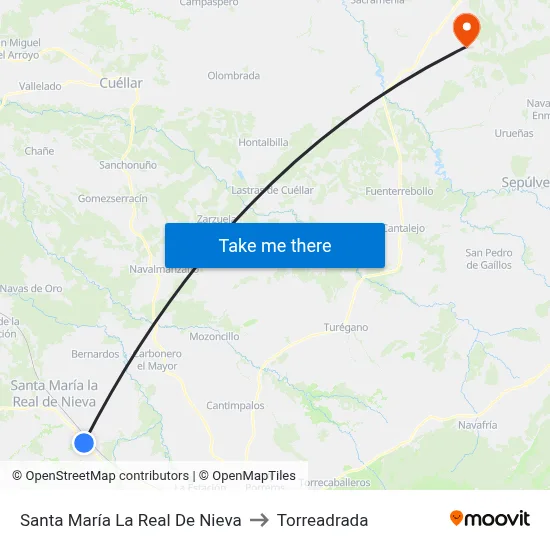 Santa María La Real De Nieva to Torreadrada map