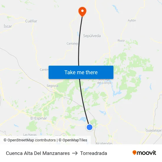 Cuenca Alta Del Manzanares to Torreadrada map