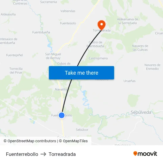 Fuenterrebollo to Torreadrada map