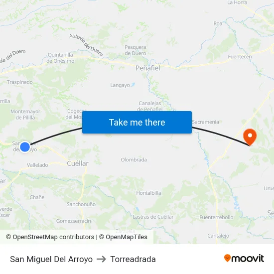 San Miguel Del Arroyo to Torreadrada map