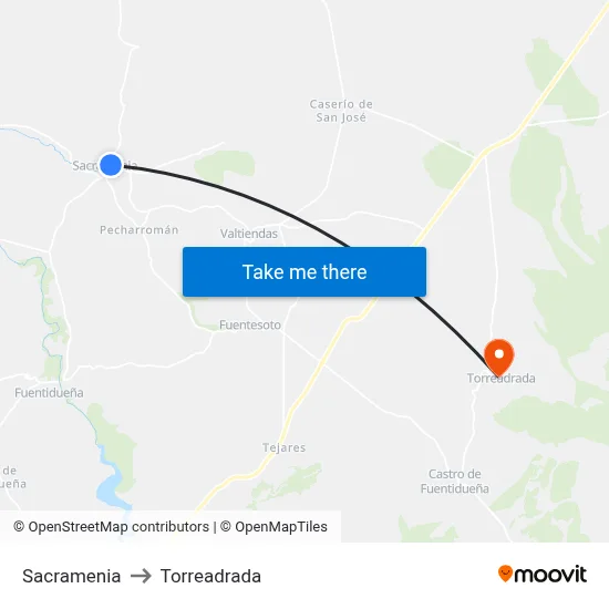 Sacramenia to Torreadrada map