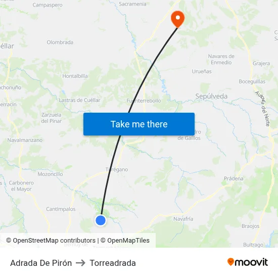 Adrada De Pirón to Torreadrada map