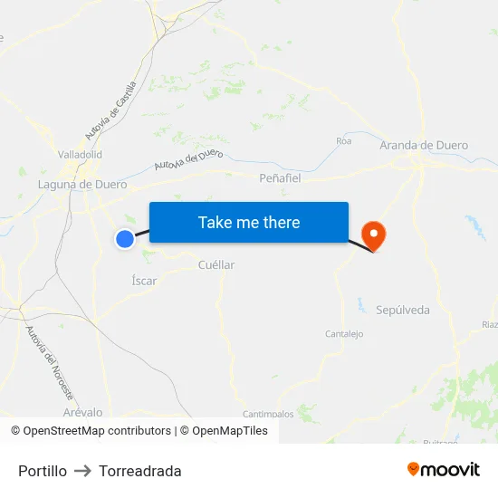 Portillo to Torreadrada map