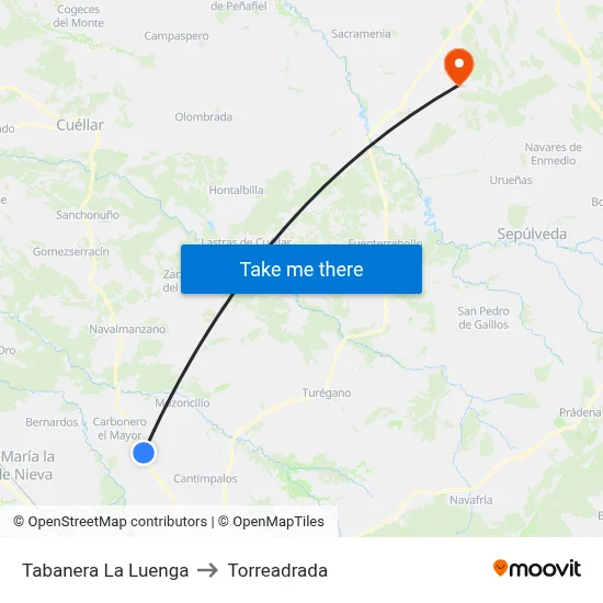 Tabanera La Luenga to Torreadrada map