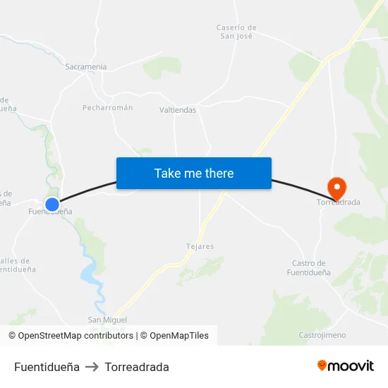 Fuentidueña to Torreadrada map