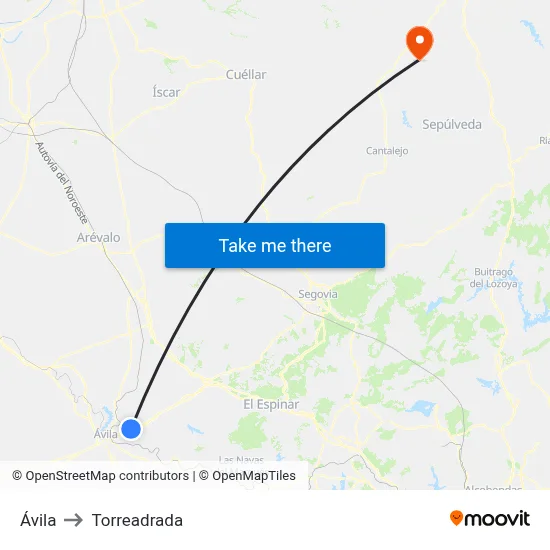 Ávila to Torreadrada map
