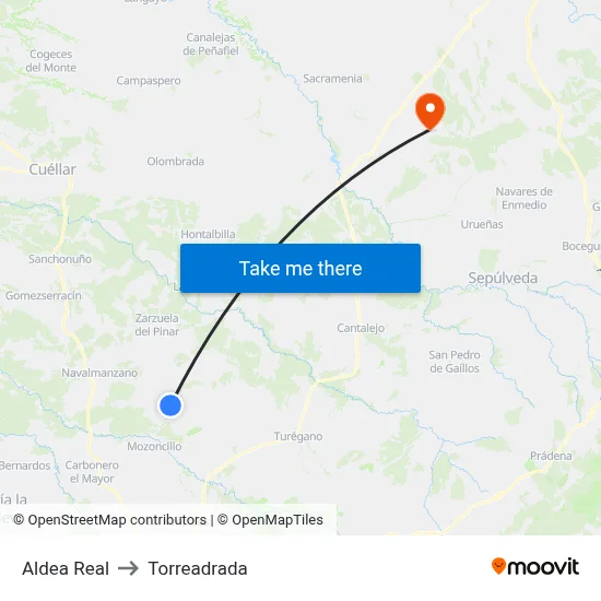 Aldea Real to Torreadrada map