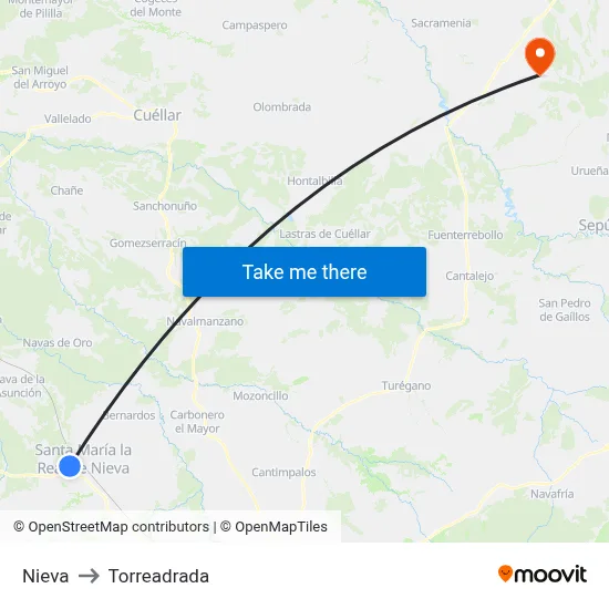 Nieva to Torreadrada map