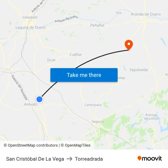 San Cristóbal De La Vega to Torreadrada map