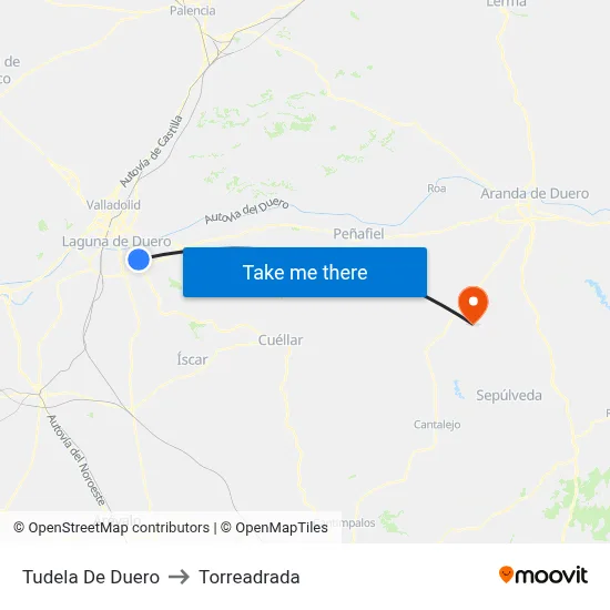 Tudela De Duero to Torreadrada map