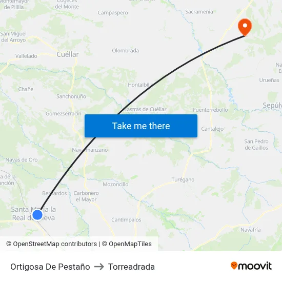 Ortigosa De Pestaño to Torreadrada map