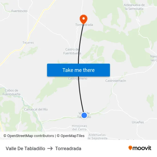 Valle De Tabladillo to Torreadrada map