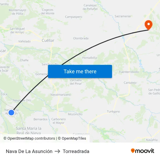 Nava De La Asunción to Torreadrada map