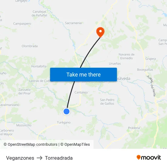 Veganzones to Torreadrada map