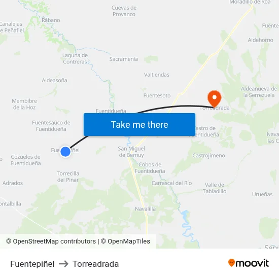 Fuentepiñel to Torreadrada map