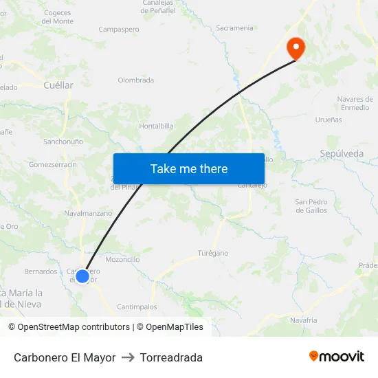 Carbonero El Mayor to Torreadrada map