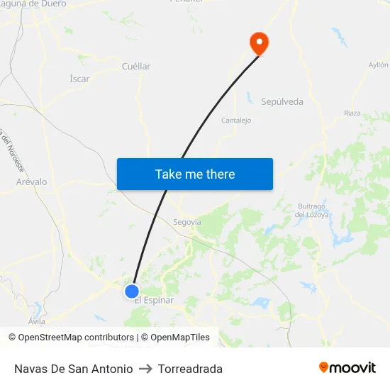 Navas De San Antonio to Torreadrada map