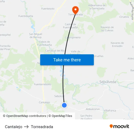 Cantalejo to Torreadrada map