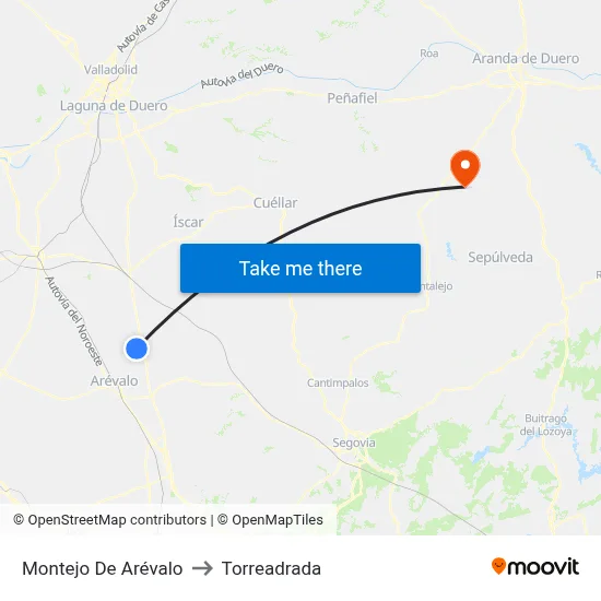 Montejo De Arévalo to Torreadrada map