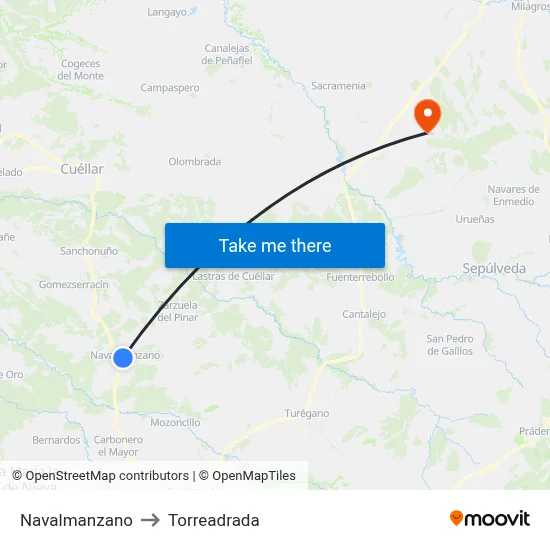 Navalmanzano to Torreadrada map