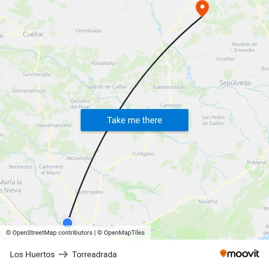 Los Huertos to Torreadrada map