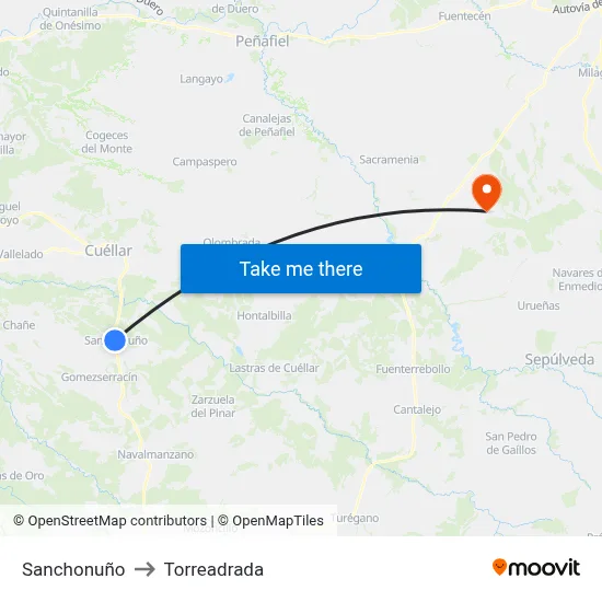 Sanchonuño to Torreadrada map