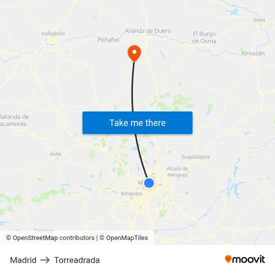 Madrid to Torreadrada map