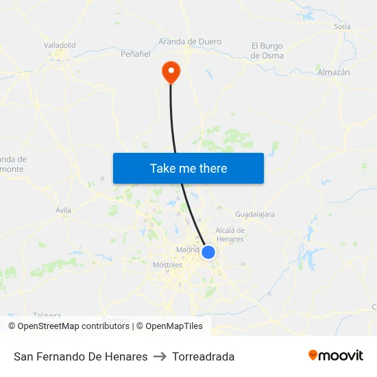 San Fernando De Henares to Torreadrada map