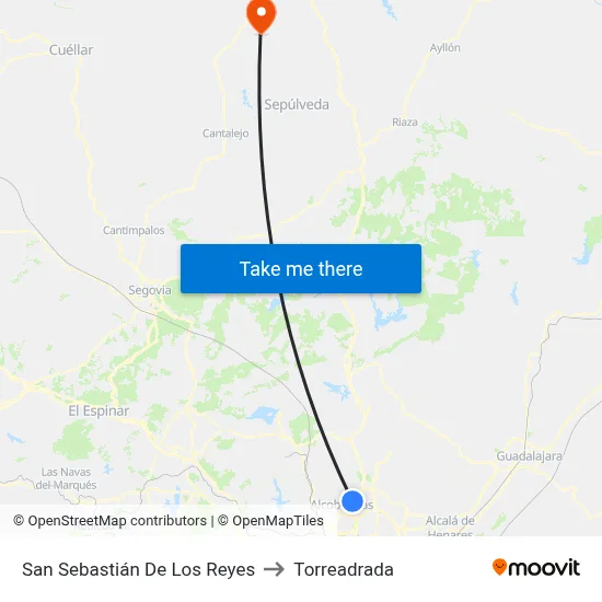 San Sebastián De Los Reyes to Torreadrada map