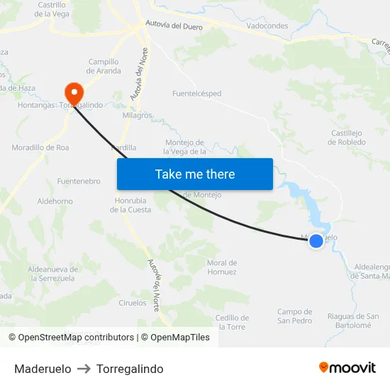 Maderuelo to Torregalindo map