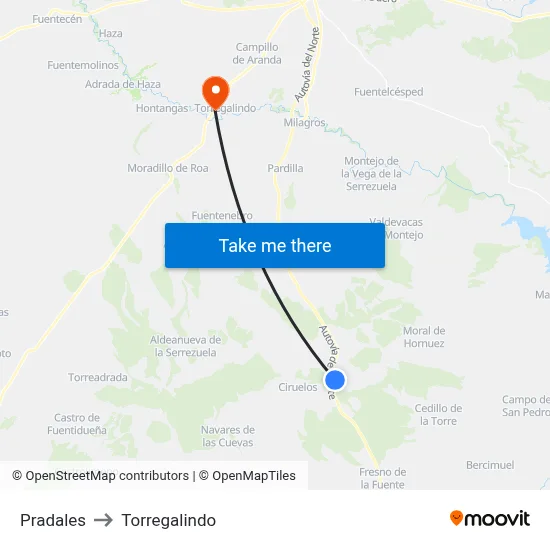 Pradales to Torregalindo map