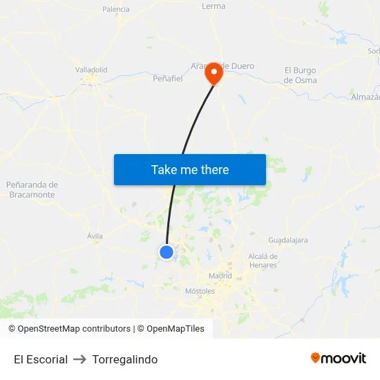 El Escorial to Torregalindo map