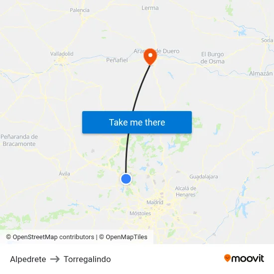 Alpedrete to Torregalindo map