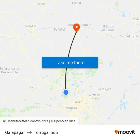 Galapagar to Torregalindo map