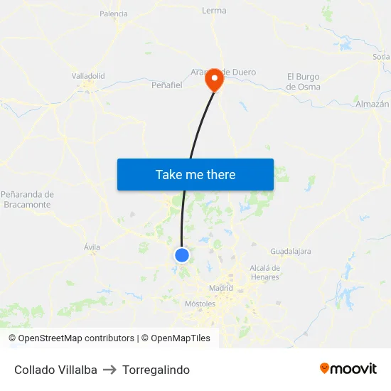 Collado Villalba to Torregalindo map