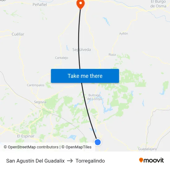 San Agustín Del Guadalix to Torregalindo map