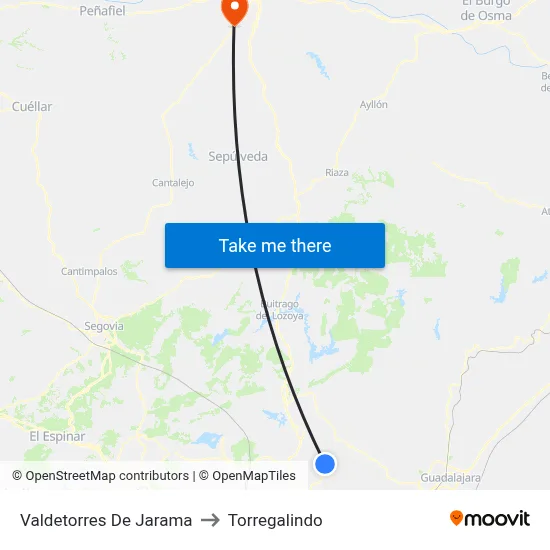 Valdetorres De Jarama to Torregalindo map