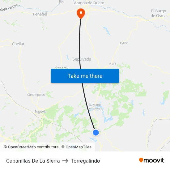 Cabanillas De La Sierra to Torregalindo map
