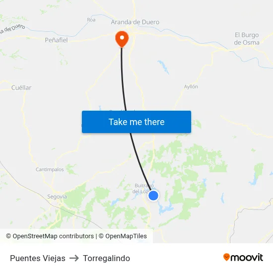 Puentes Viejas to Torregalindo map