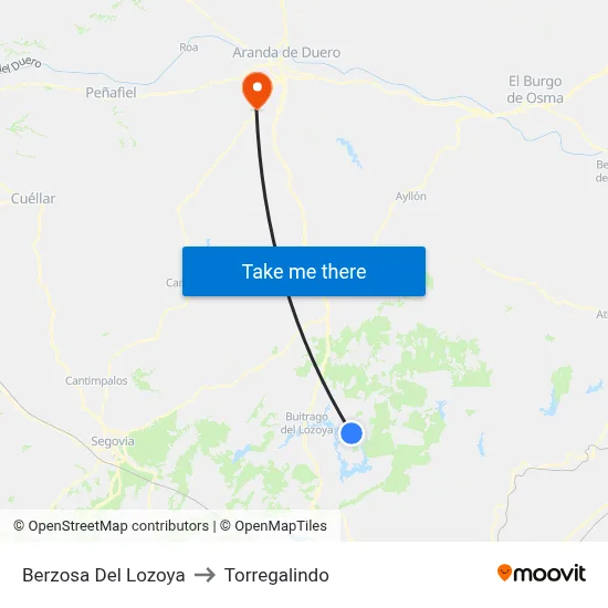 Berzosa Del Lozoya to Torregalindo map