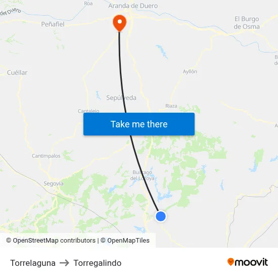 Torrelaguna to Torregalindo map