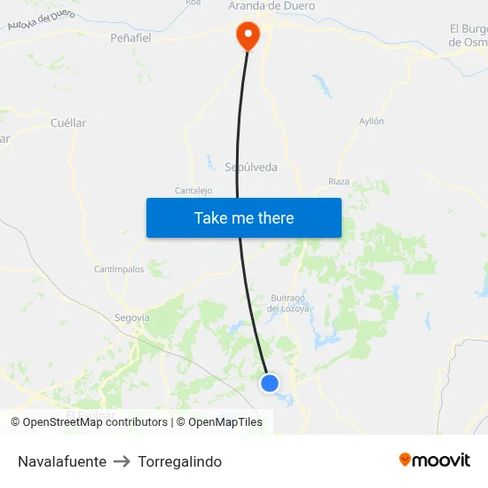 Navalafuente to Torregalindo map