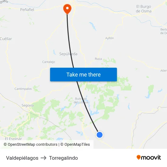 Valdepiélagos to Torregalindo map