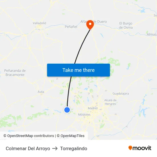 Colmenar Del Arroyo to Torregalindo map