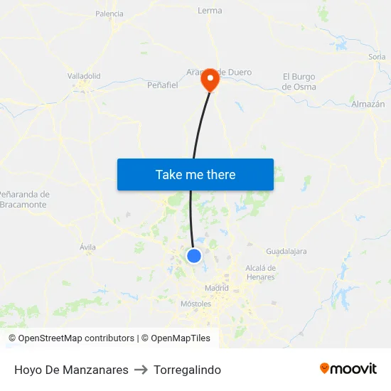 Hoyo De Manzanares to Torregalindo map